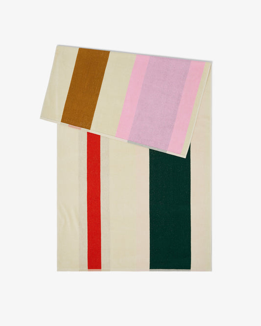 Strandlaken Red Dark Green Toffee Pink - 90x180cm