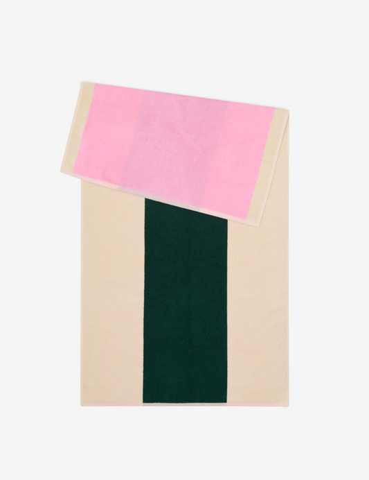 Badhanddoek Pink - Dark Green - 70x140cm